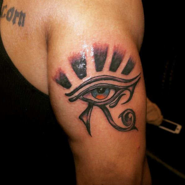 Colored Eyeball of Eye of Horus Tattoo