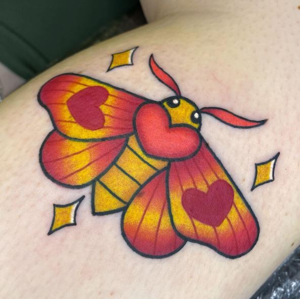 Colorful Moth Forearm Tattoo