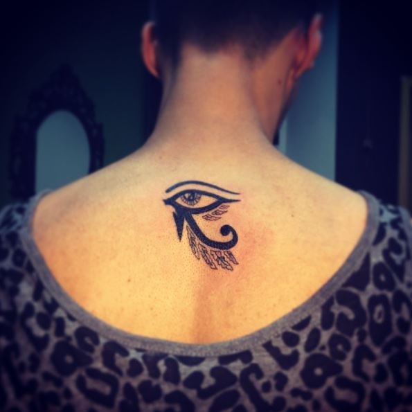 Black Eye of Horus Spine Tattoo