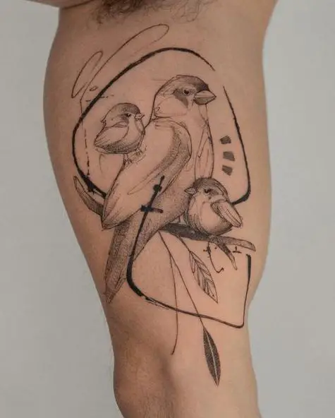 Family of Sparrows Biceps Tattoo