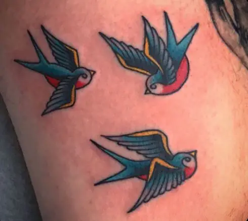 Colored Little Sparrows Tattoo