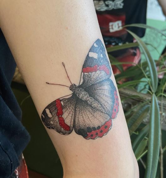 Black and Red Butterfly Biceps Tattoo