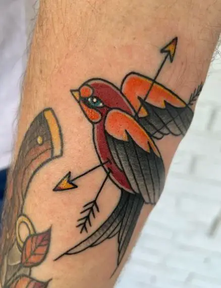 Two Arrows in Sparrow Arm Tattoo