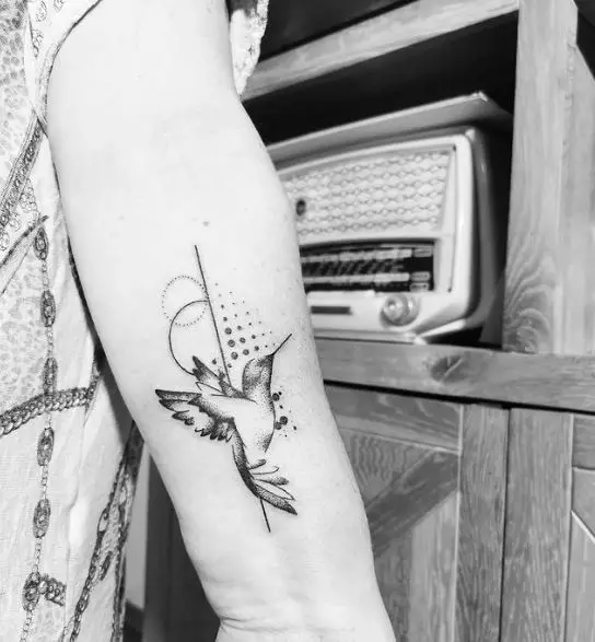 Abstract Hummingbird Tattoo on Arm