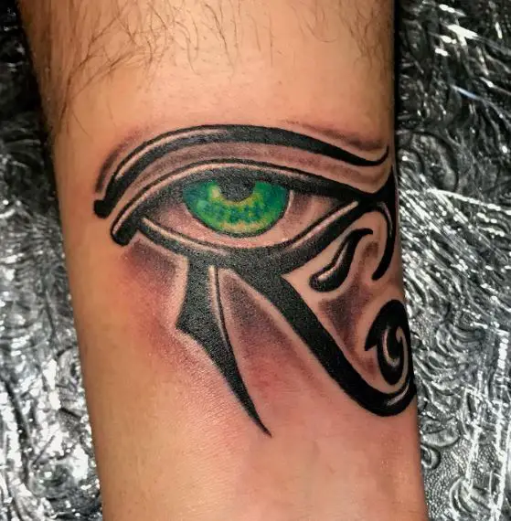 Green Eyeball Black Eye of Horus Tattoo