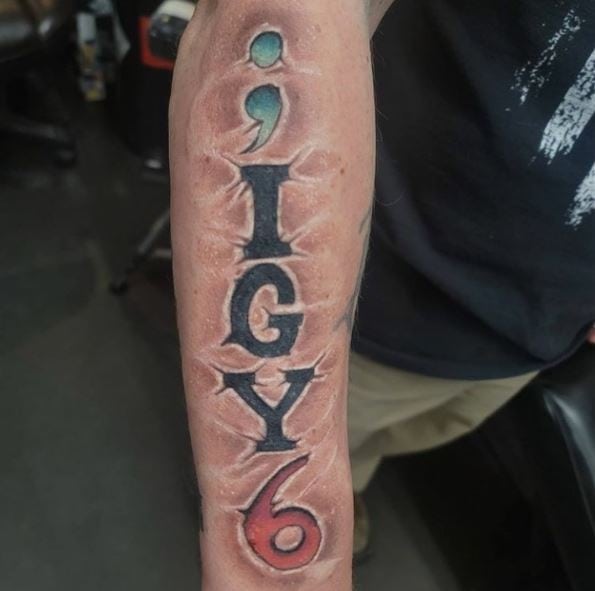 Semi Colon IGY6 Forearm Tattoo