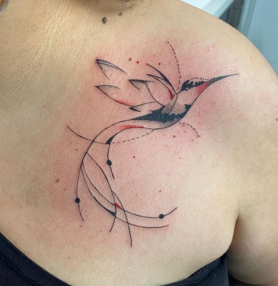 Abstract Hummingbird Tattoo on Shoulder