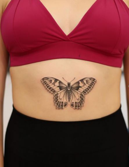 Grey Shaded Belly Moth Tattoo