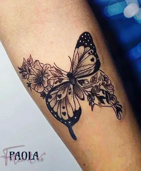 Flowers and Butterfly Tattoo