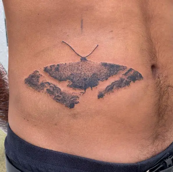 Grey Shades of Moth Belly Tattoo