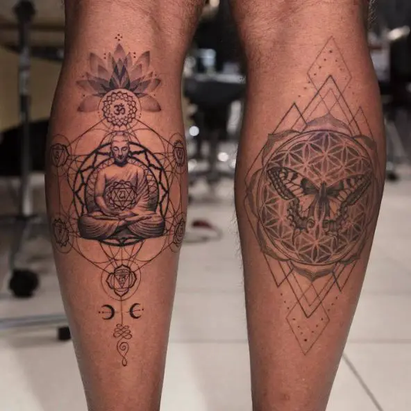 Buddha Calf Muscle Tattoo