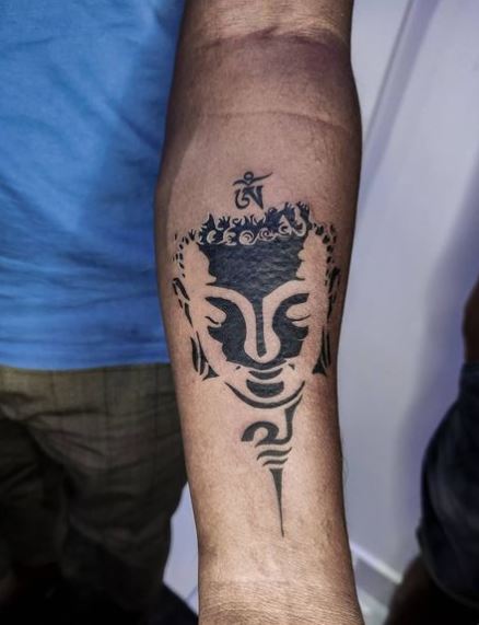 Black Buddha Forearm Tattoo