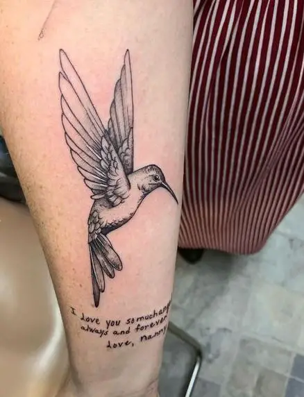 Hummingbird Tattoo with Text