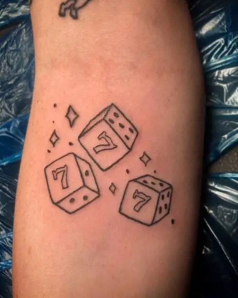 Diamonds and Gambling Dice with 777 Tattoo
