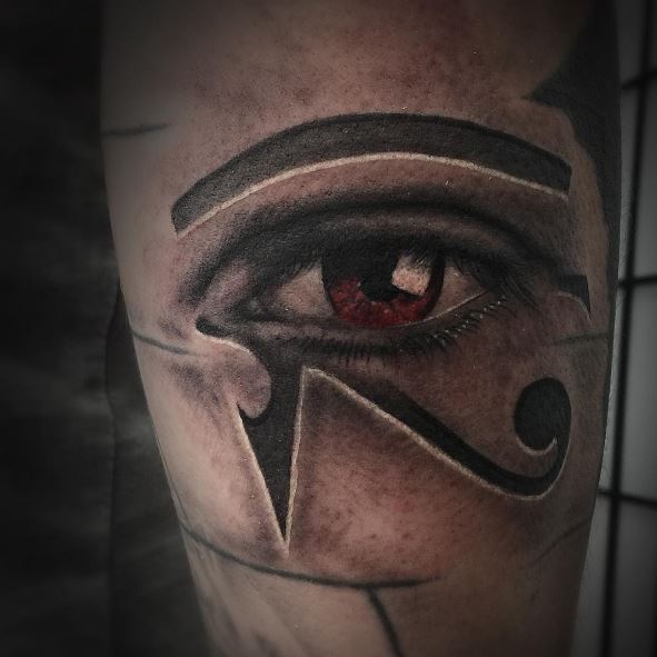 Eye of Horus with Dark Red Eyeball Tattoo