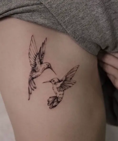 Black Flock Of Hummingbirds Tattoo