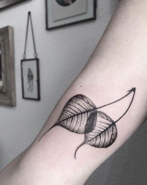 Pair of Bodhi Leaves Arm Tattoo