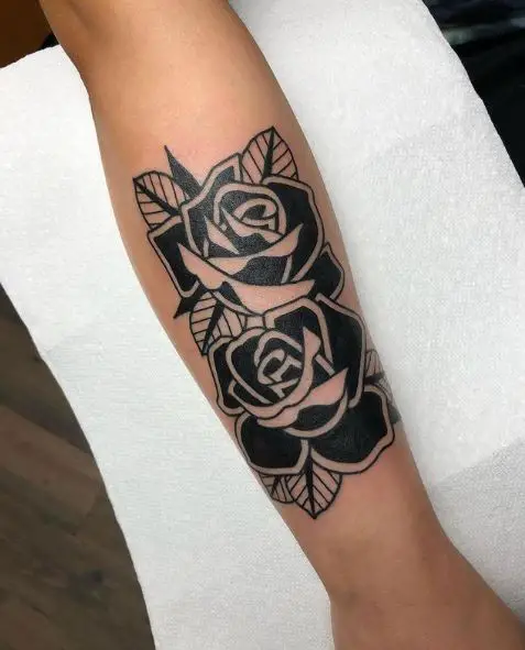 Two Black Roses Forearm Tattoo