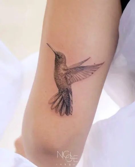 Small Realistic Hummingbird Tattoo