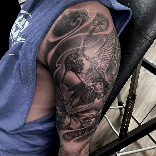Big Realistic Hummingbird Tattoo