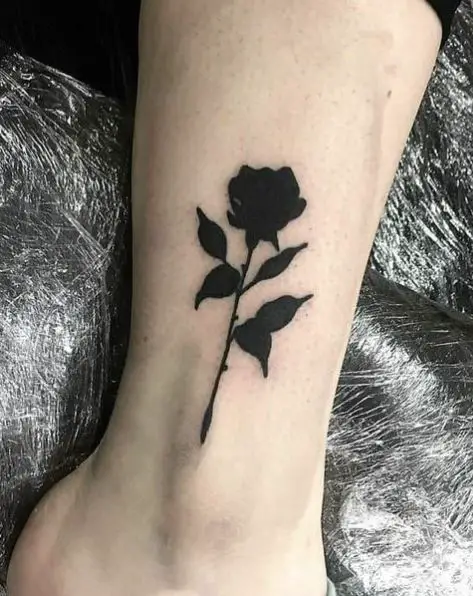 Small Black Rose Ankle Tattoo