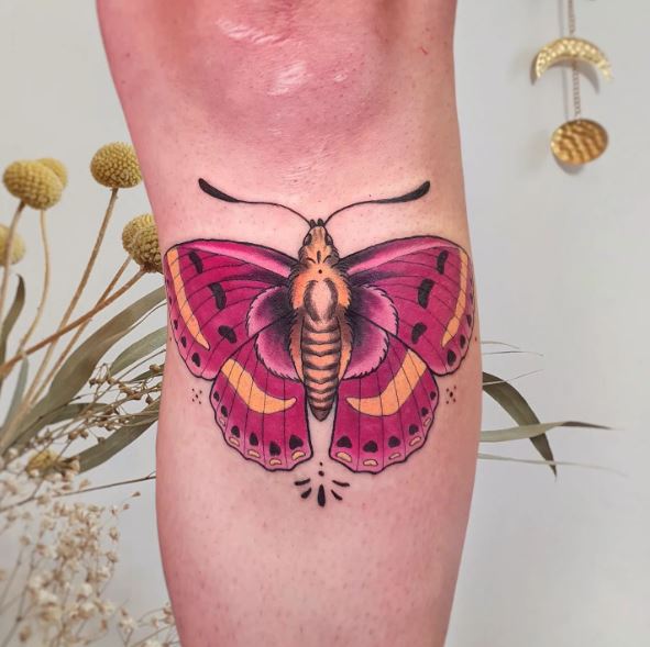 Pink Moth Leg Tattoo