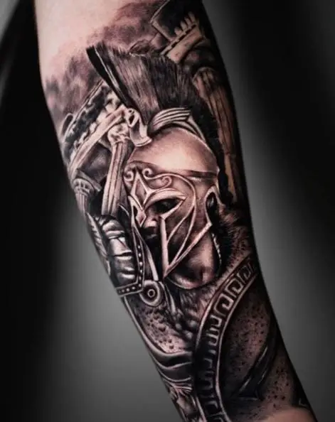 Spartan Warrior with Shield Arm Tattoo