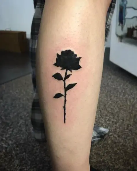 Little Black Rose Calve Muscle Tattoo
