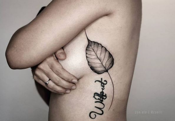 Shaded Bodhi Leaf Ribs Tattoo