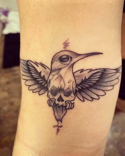 Hummingbird and Skull Tattoo