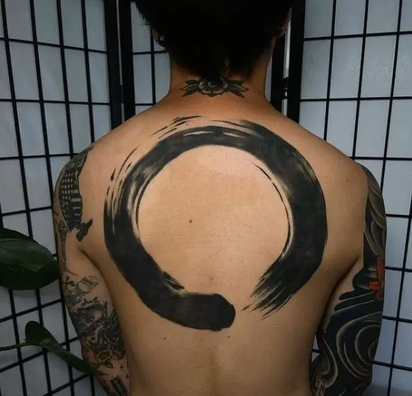 Black Enso Back Tattoo