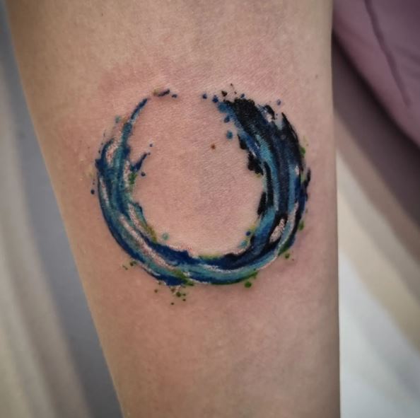 Black and Blue Enso Forearm Tattoo