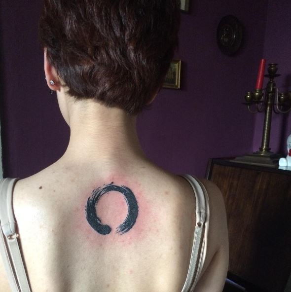 Black Enso Spine Tattoo