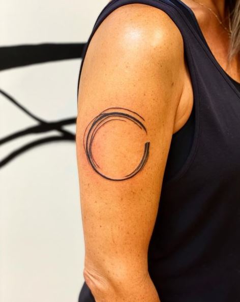 Black and Grey Enso Biceps Tattoo