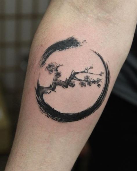 Tree and Enso Forearm Tattoo