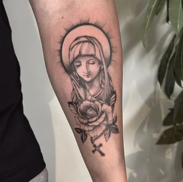 Mother Mary and Rose Tattoo