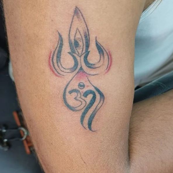 Trishul and Om Arm Tattoo