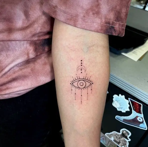 Ornaments and Evil Eye Forearm Tattoo