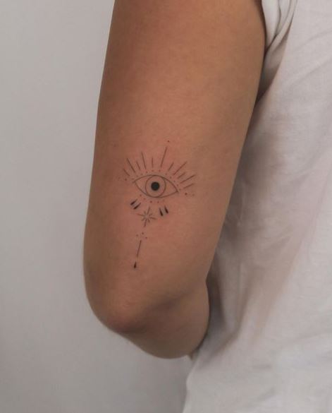 Minimalistic Evil Eye Arm Tattoo