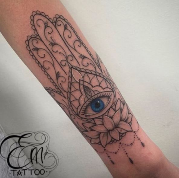 Big Hamsa Hand Forearm Tattoo