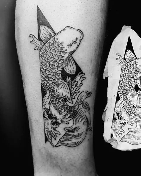 Black and White Koi Fish Tattoo