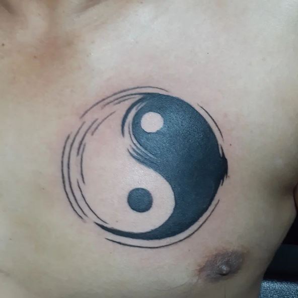 Yin Yang Chest Tattoo