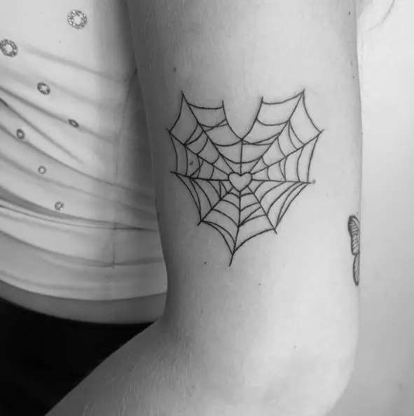 Heart Shaped Spider Web Arm Tattoo