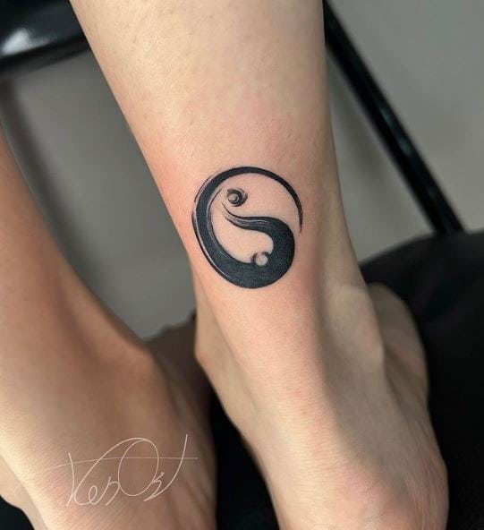 Yin Yang Ankle Tattoo