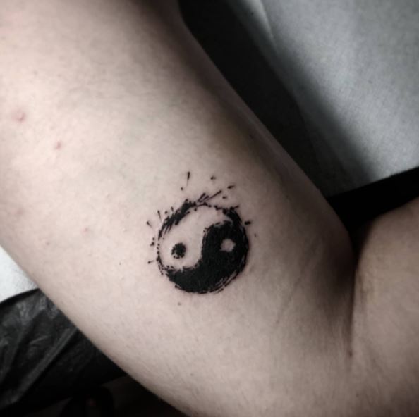 Minimalistic Yin Yang Biceps Tattoo