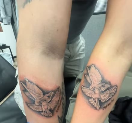 Matching Dove Forearm Tattoos