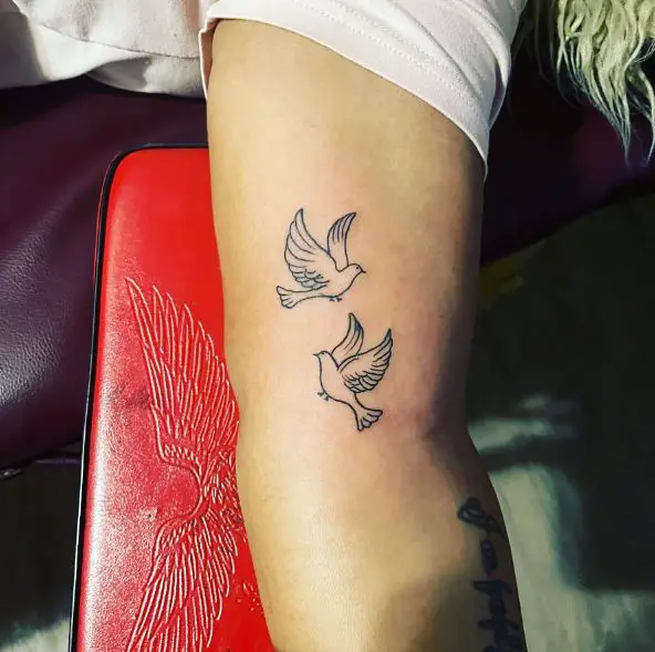 Minimalistic Doves Biceps Tattoo