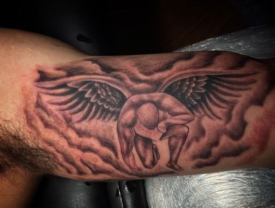 Fallen Angel Biceps Tattoo