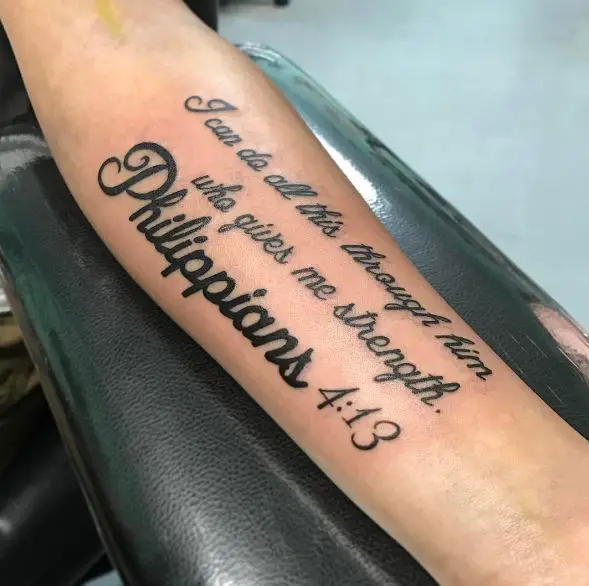 4:13 Bible Verse Forearm Tattoo