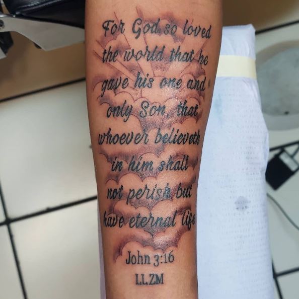 John 3:16 Bible Verse Forearm Tattoo